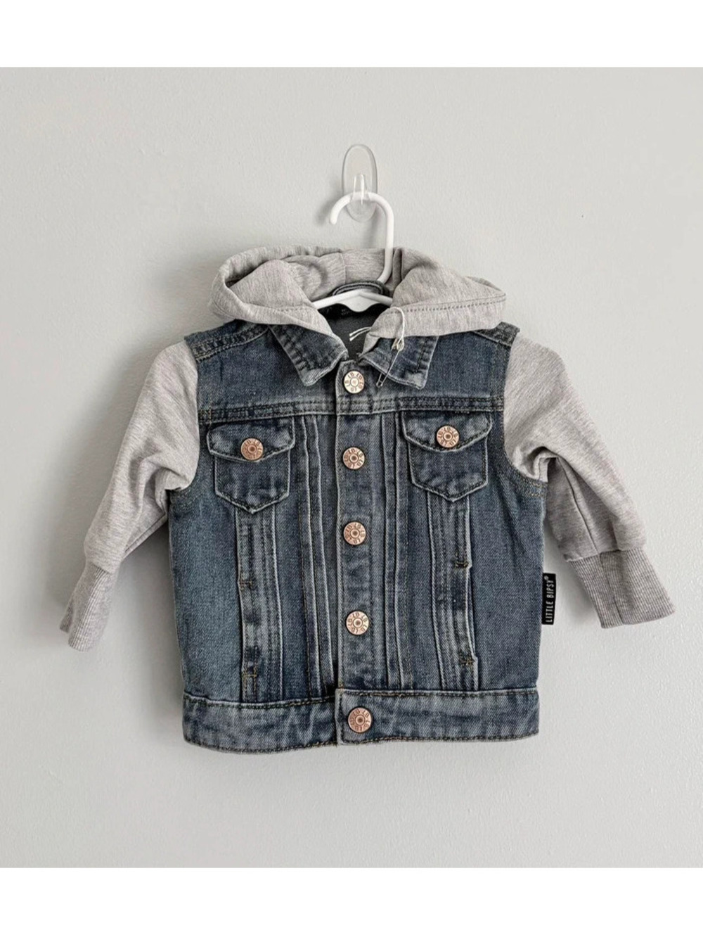 Little Bipsy Denim Jacket Hoodie NWT 0-3M